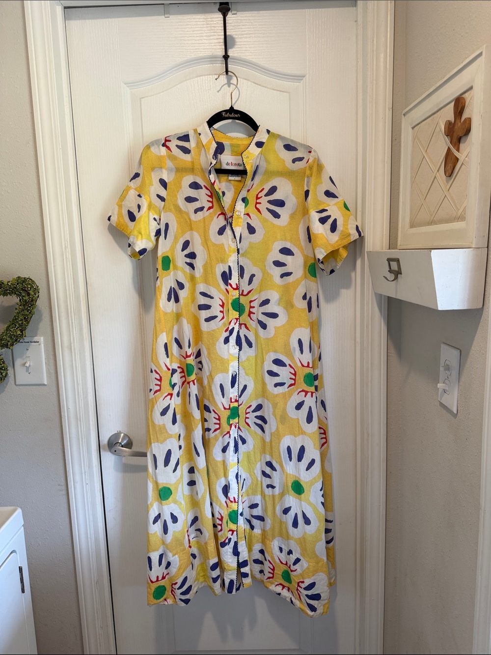 Deloreta Yellow Floral Button-Front Midi Dress